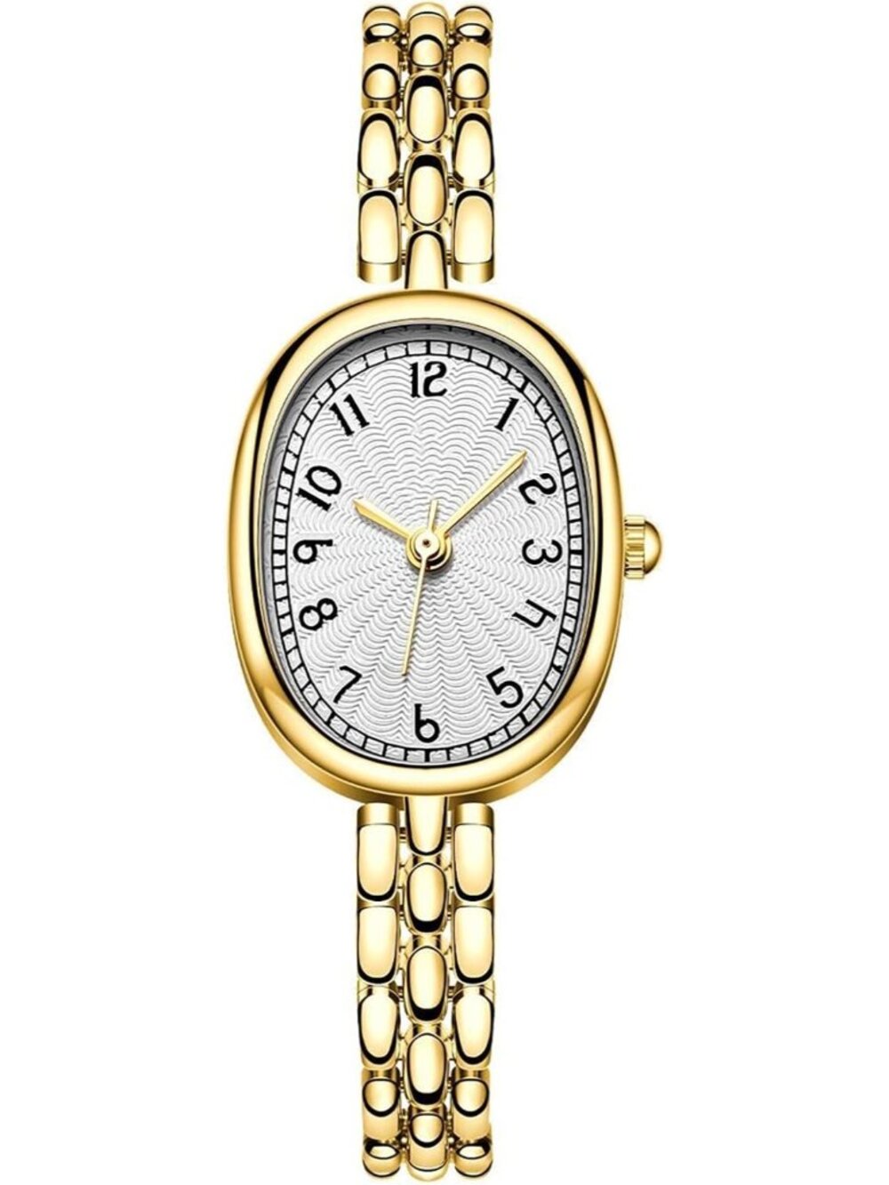 Womens White Gold Vintage Oval Elegant Bracelet Analog Dress Buckle Wristwatch
